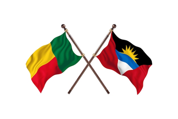 Benin kontra Antigua i Barbuda Tło flagi dwóch krajów
