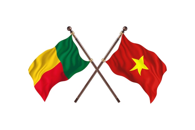 Benin kontra Wietnam Flagi dwóch krajów w tle