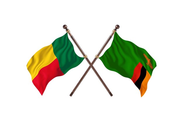 Benin kontra Zambia Tło flagi dwóch krajów