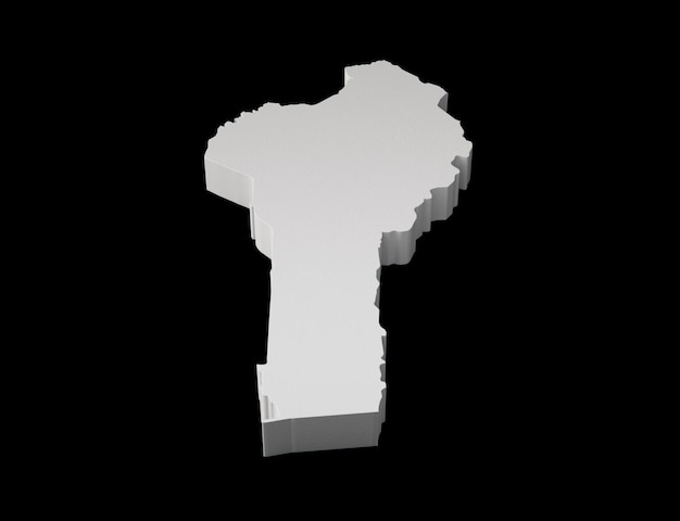Benin Mapa 3D Geografia Kartografia i topologia na czarno-białej ilustracji 3D