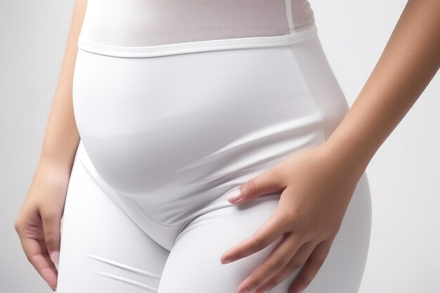 Bez twarzy portret kobiecego tłuszczu brzucha pozytywność ciała lub koncepcja ciąży