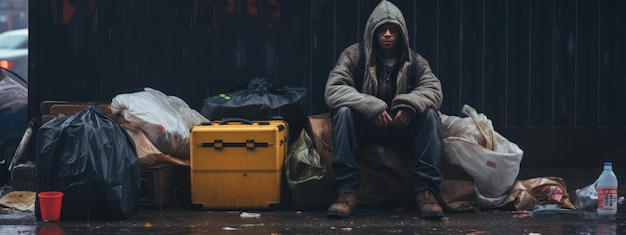 Zdjęcie bezdomny na ulicy.