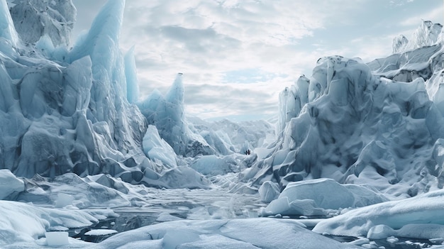 Bezlitosna chłodna powierzchnia pokrywy lodowej Zasoby kreatywne AI wygenerowane