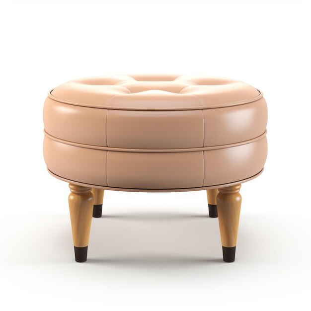 Beżowy Ottoman Side Table 3d Render na białym tle