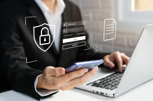 Bezpieczeństwo informacji i szyfrowanie bezpieczny dostęp do danych osobowych użytkownika bezpieczny dostęp do Internetu cyberbezpieczeństwo Połączenia cyfrowe Cyberbezpieczeństwo koncepcja Internetu i sieci