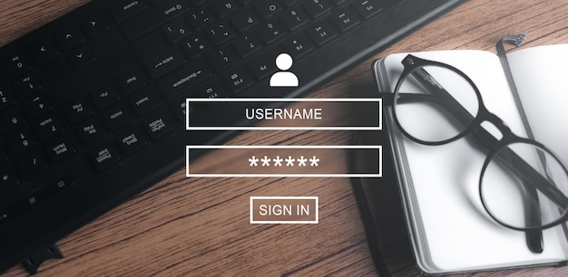 Bezpieczny dostęp do danych osobowych użytkownika. Zaloguj się przy użyciu nazwy użytkownika i hasła. Bezpieczeństwo cybernetyczne