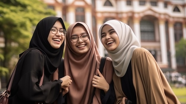 Bezpłatna grupa zdjęć islamskich Azjatek korzystających z aparatu