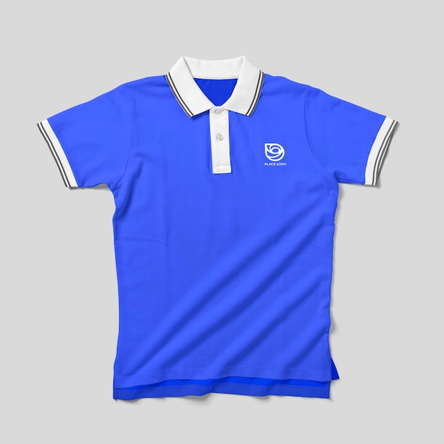 Bezpłatna koszulka polo Mockup Blue