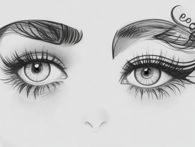 Zdjęcie bezpłatne wektor piękne ręcznie rysowane kobiety oczy szkic projektu