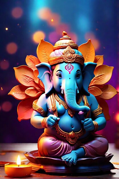 Zdjęcie bezpłatne zdjęcie 3d ganesha na ciemnym tle dla diwali generowane przez ai