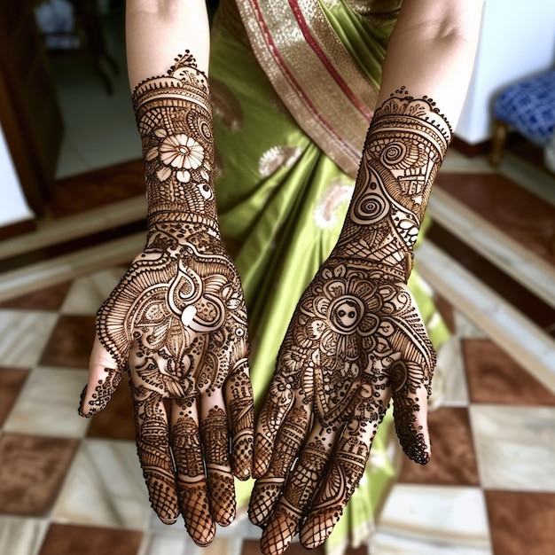 Zdjęcie bezpłatne zdjęcie henna mehendi design indyjski pakistański azjatycki narzeczona indyjski i arabski mehndi design