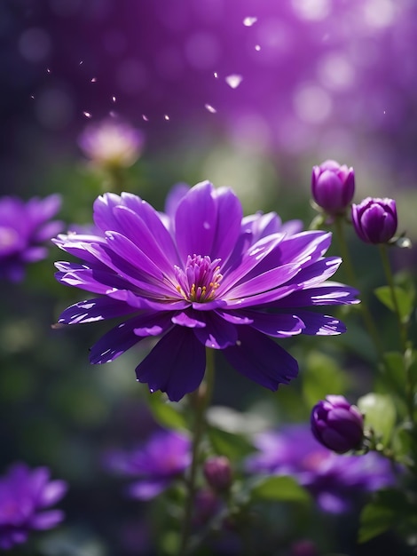 Bezpłatne zdjęcie piękny fioletowy kwiat w ogrodzie