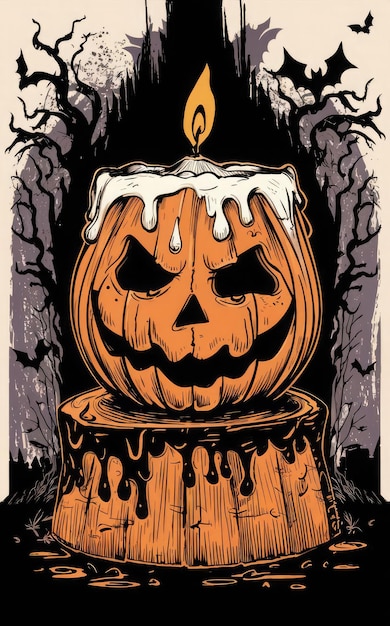 Zdjęcie bezpłatne zdjęcie spooky halloween candle illustration