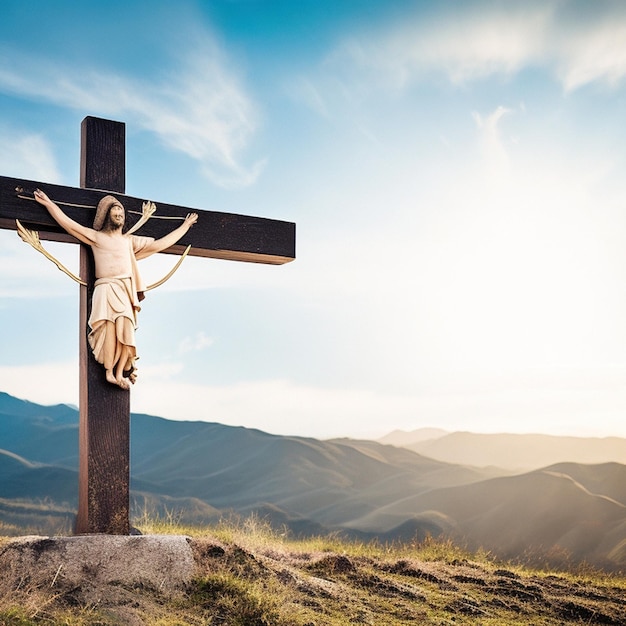 Bezpłatne zdjęcie w tle Wielkiego Piątku z Jezusem Chrystusem i krzyżem