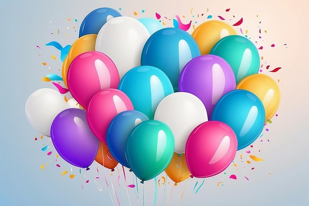 Bezpłatne zdjęcie wielobarwnych balonów szczęśliwy uroczysty tło generatywny ai