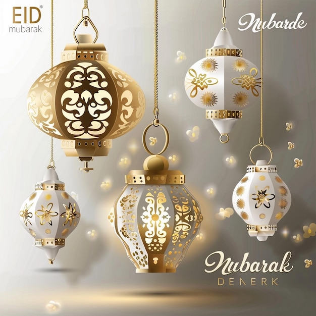 Bezpłatny płaski projekt czarujący festiwal Eid Mubarak ramadan elementy dekoracyjne i ramadan tapety