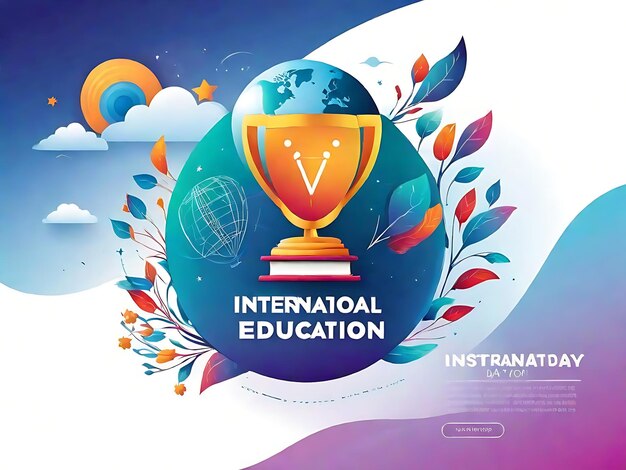 Bezpłatny Wektor Gradient Międzynarodowy Dzień Ilustracji Edukacyjnej Świętuj naukę kolorowymi ilustracjami