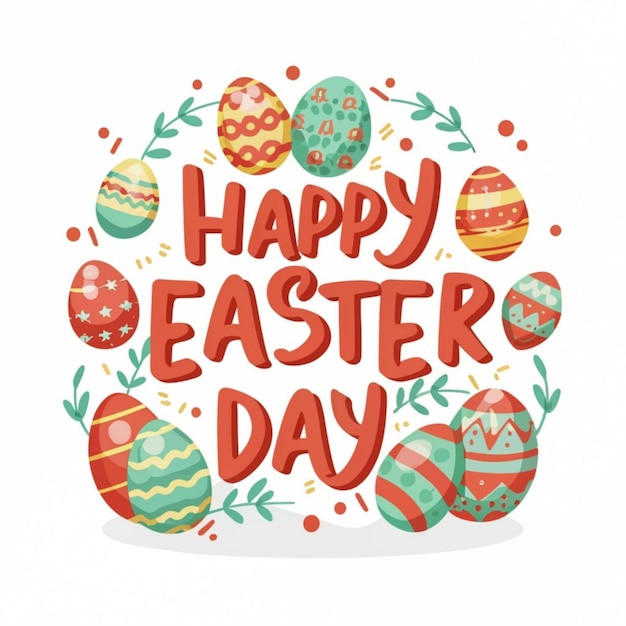 Bezpłatny wektor Szczęśliwy dzień Wielkanocny z ręcznie narysowanym projektem i uroczym królikiem wielkanocnym Płonący kolor na białym emp
