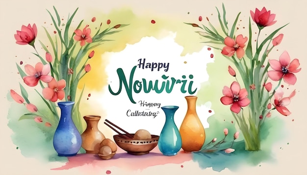 Bezpłatny wektorowy akwarel szczęśliwy nowruz świętujący