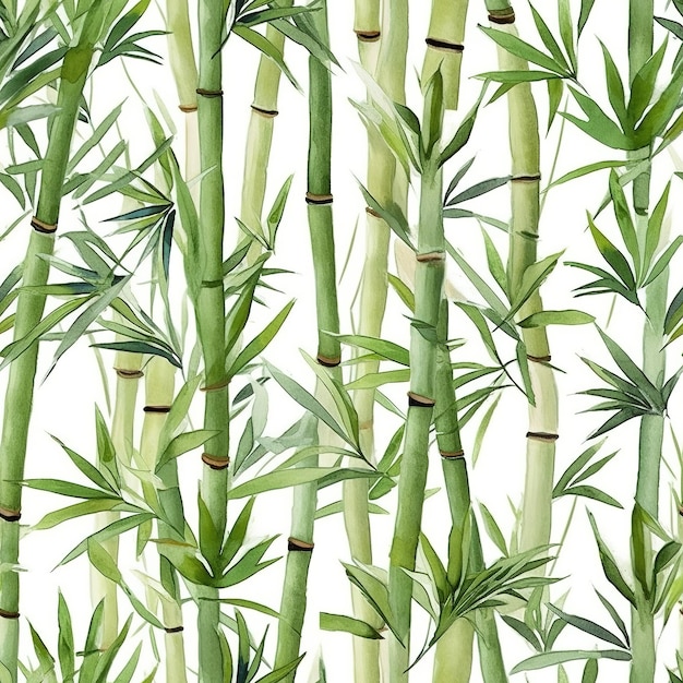Bezproblemowy wzór bambusowych drzew z zielonymi liśćmi.