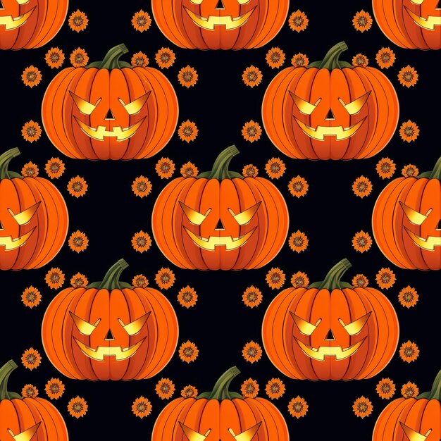 Zdjęcie bezproblemowy wzór dyni inspirowany halloween