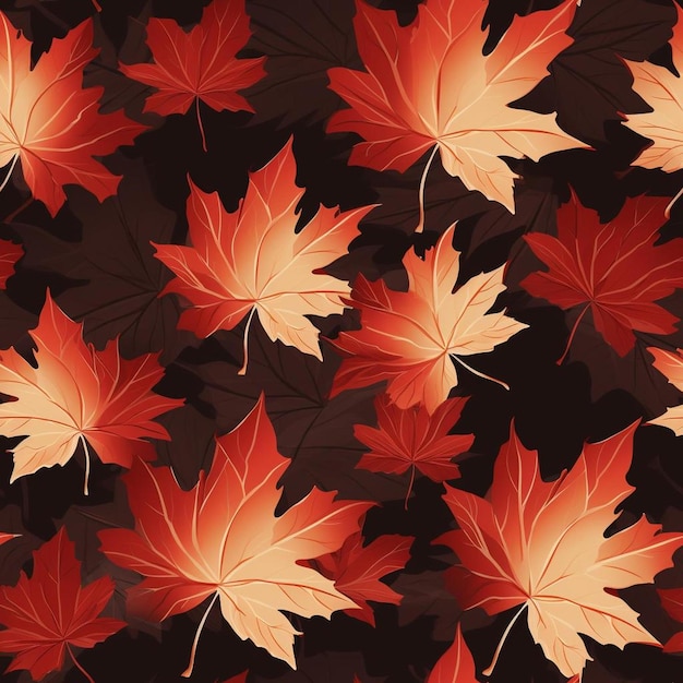 Bezproblemowy wzór jesiennych liści z brązowym tłem.