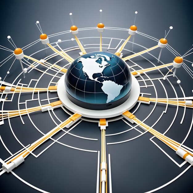 Zdjęcie bezprzewodowa sieć wysokiej prędkości internet połączenie diagram technologia łączność globalna ai generatywna