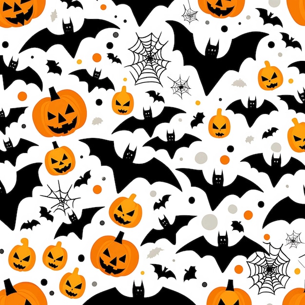 Zdjęcie bezszelestny wzór halloween z pająkiem dyniowym na białym tle
