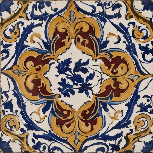Bezszwodowa płytka azulejo w wysokiej rozdzielczości z Portugalii lub Hiszpanii