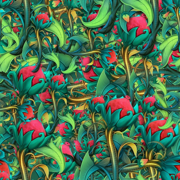 Bezszwowa tropikalna deseniowa tekstura z abstrakcjonistycznymi ziołami wektorowymi ilustracja