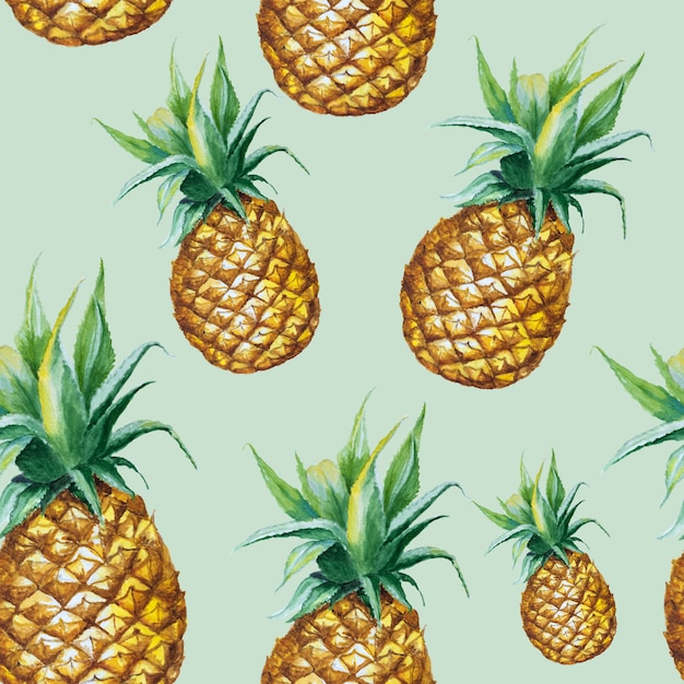 Bezszwowe Akwarela Ananas Wzór