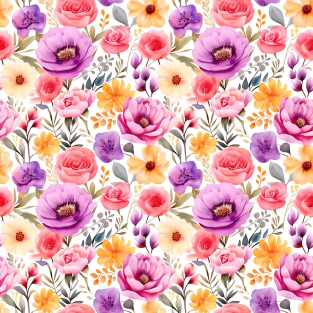 Bezszwowe akwarela tekstylne kwiatowe kwiatowe wzory tekstury do druku cyfrowego tkaniny