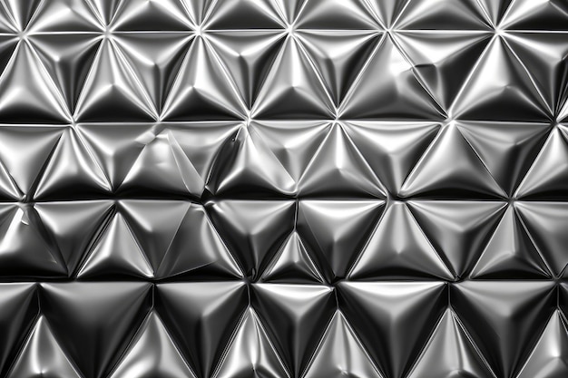 Bezszwowe, błyszczące, srebrne plastikowe trójkątne tło kurtki puchowej wygenerowane przez sztuczną inteligencję