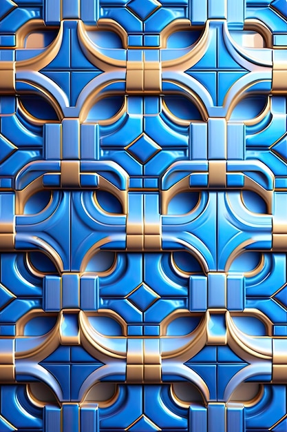 Bezszwowe ceramiczne płytki ścienne wzór niebieski Tapeta projekt Kwadratowy wzór Grafika sztuka tła 3d