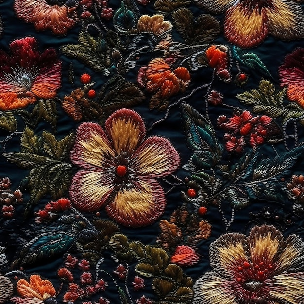 Bezszwowe hafty kwiatowe abstrakcyjne fantasy luksusowe tkaniny wzór