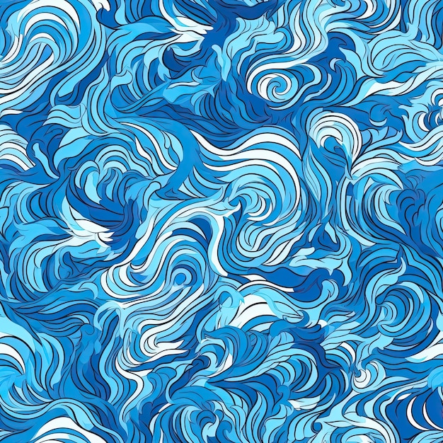 Bezszwowe niebieskie fale wzór wody