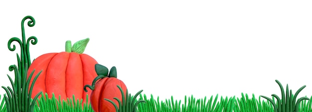 bezszwowe obramowanie, ramka na temat halloween, święto dziękczynienia. słodkie rzeźby z plasteliny 3d
