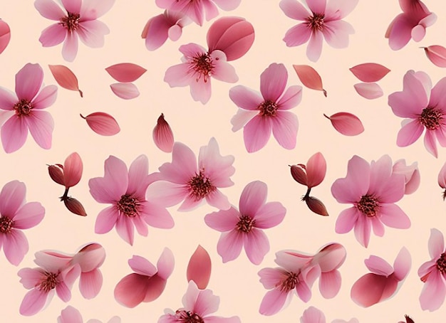 Bezszwowe tło kwiatowy wzór tkaniny z płatkami kwitnących kwiatów wiśni dla dziewcząt