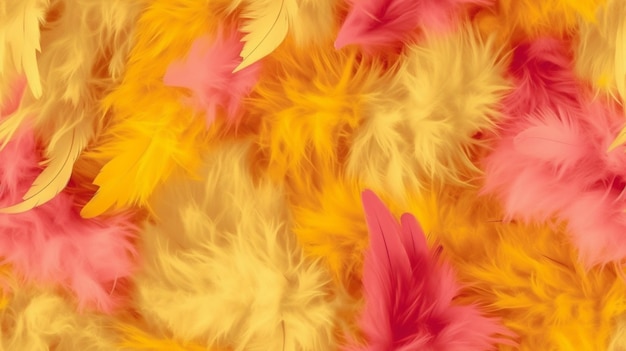 Bezszwowy deseniowy żółty różowy futerkowy tło