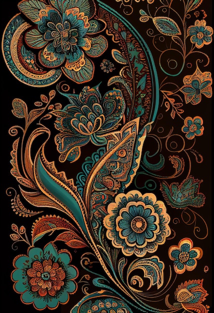 Bezszwowy Paisley Batik Wzór Kwiat