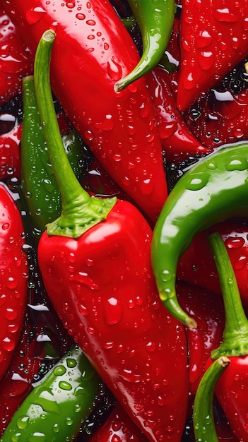 Bezszwowy powtarzalny i płytowy wzór tekstury świeżego warzywa chili pepper