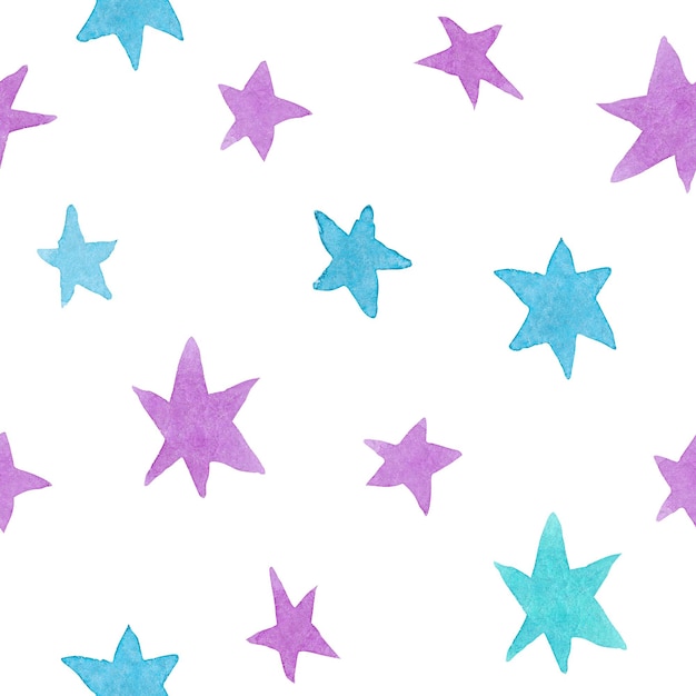 Bezszwowy Wzór Akwareli Z Kolorowymi Gwiazdami Papier Teksturowany Do Malowania
