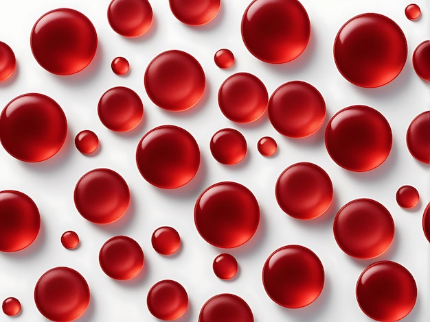 Zdjęcie bezszwowy wzór czerwonych krwinek na białym tle izolowana ilustracja 3d widok górny