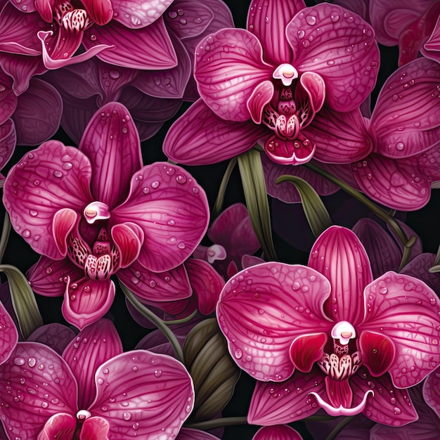 Bezszwowy wzór kwiatu orchidei