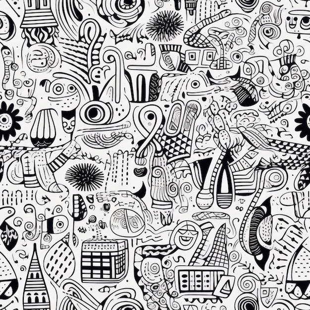 Zdjęcie bezszwowy wzór rysunku linii doodle art