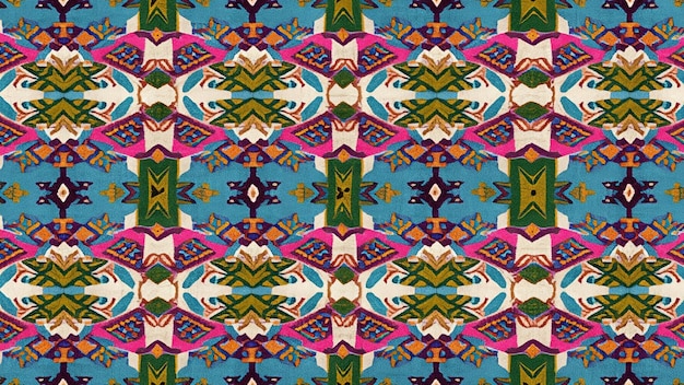 Bezszwowy wzór sztuki ludowej z odważnymi kolorami tekstury Meksykańskie haftowanie