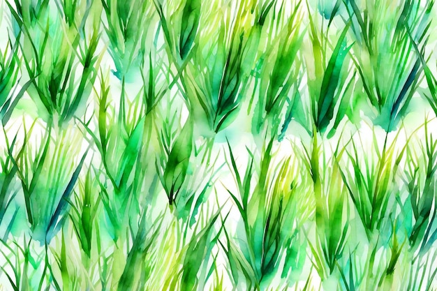 Zdjęcie bezszwowy wzór z akwarelową trawą handdrawn ilustracja