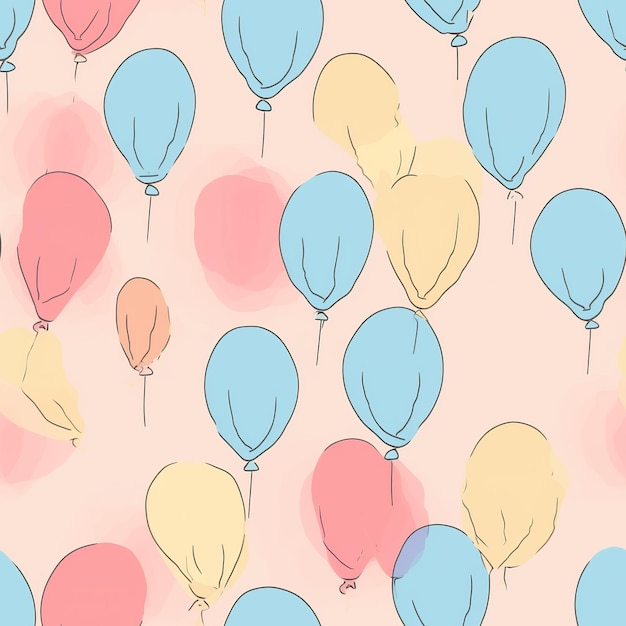 Zdjęcie bezszwowy wzór z balonami i słowem balon na dole.