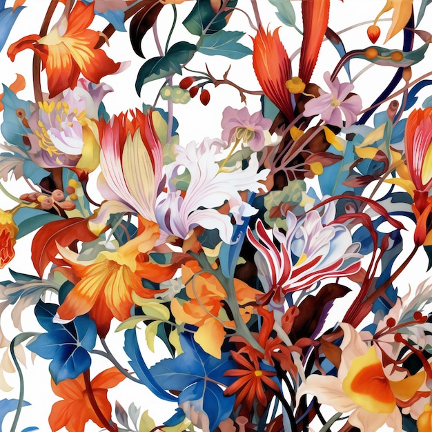 Bezszwowy wzór z kwiatami lilii Ręcznie narysowana ilustracja