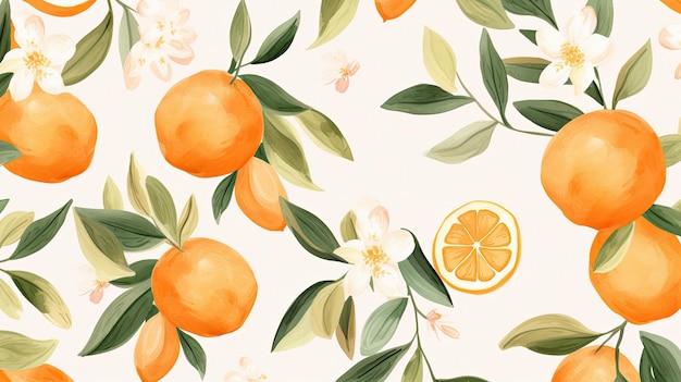 Bezszwowy wzór z pomarańczami i cytrynami.
